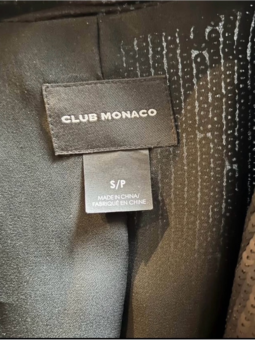 Club Monaco Black Sequin Open-Front Sequin Blazer - Picture 5 of 6